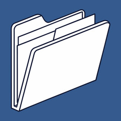 Open Folder Icon With Papers On Blue Background document