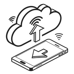 Cloud Upload Icon with Smartphone data storage
