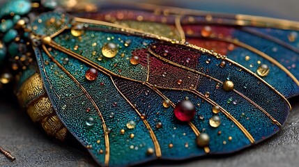 Fototapeta premium Close up of colorful butterfly wing with intricate details wallpapers