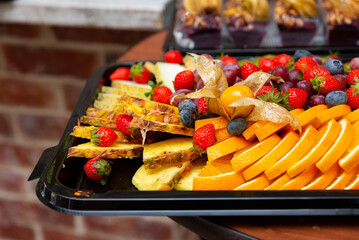 Fresh tropical fruit platter display