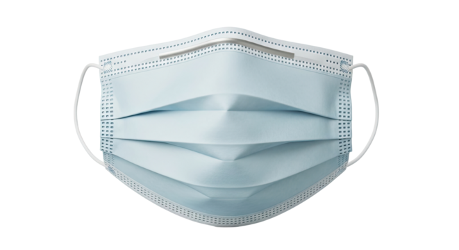 Light Blue Disposable Medical Face Mask, Isolated transparent background