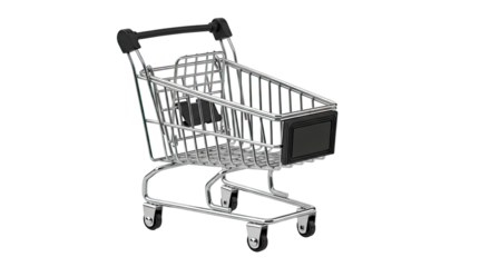 Miniature Metal Shopping Cart, Isolated transparent background