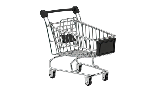 Miniature Metal Shopping Cart, Isolated transparent background