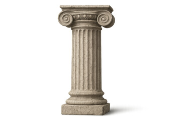 Obraz premium Ancient ionic order column with classical volute capital, roman greek style pillar showing historical architectural design, transparent background