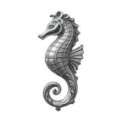 Fototapeta premium PNG Intricate silver seahorse design.