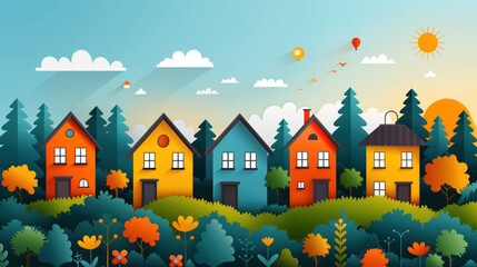 An illustrative concept of the housing market showcasing residential properties