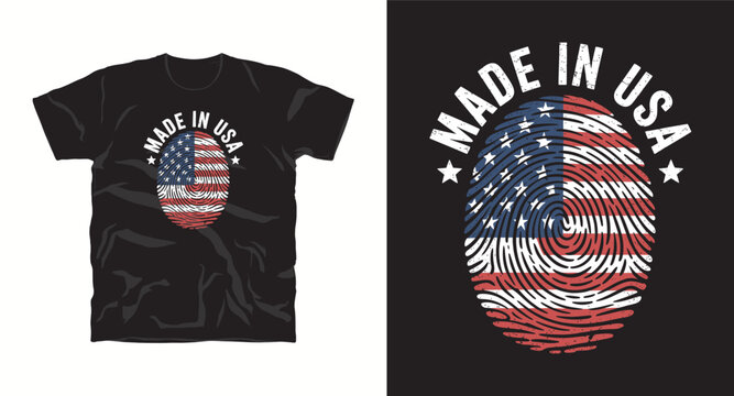 Made in Usa Flag Fingerprint Vector Design for T Shirt