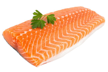 Fresh salmon fillet with vibrant color and parsley garnish tempts with healthy eating, protein, and delicious cuisine, promising a gourmet culinary experience for food lovers