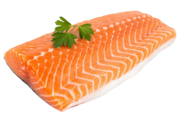 Fresh salmon fillet with vibrant color and parsley garnish tempts with healthy eating, protein, and delicious cuisine, promising a gourmet culinary experience for food lovers