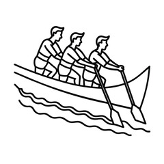 Cartoon illustration of a man and woman in a fun fishing boat on the sea for a vacation sport drawing vector