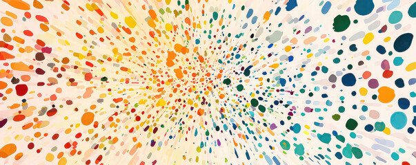 A colorful, radial graphics abstract background, consisting of little shapes that combine for a vibrant visual effect.
