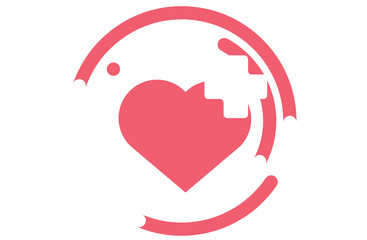 red heart with wings isolated