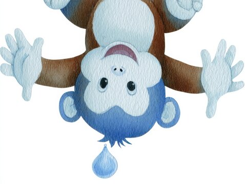 A cute monkey hanging upside down.