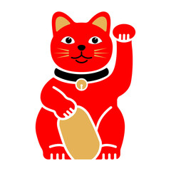 Red Maneki Neko Clip Art Traditional Japanese Lucky Charm