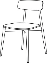 Modern minimalist dining chair line art illustration, stylish furniture outline design for interior decor, home seating graphic element, flat vector illustration