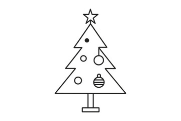 Christmas tree icon illustrating winter holidays, celebration, and festive seasonal decoration with star and baubles