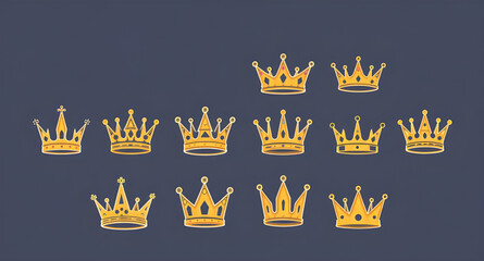 gold vector emblem, king gold pack, queen gold pack, luxurious golden symbol, ornate vector tiara, golden set elements, majestic headgear vector, royal vintage artifacts, decorative golden graphics, c