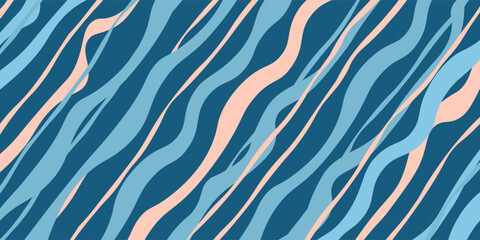 Illusion of motion. Fluid shapes composition. Wave Lines Pattern Abstract Background. Waved pattern. Hand drawn colorful waves. Seamless.