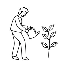 woman watering plant