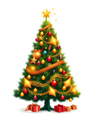 christmas, tree, decorated, festive, ornaments, baubles, lights, garland, tinsel, star, holiday, winter, celebration, sparkle, glowing, bright, evergreen, pine, spruce, shiny, colorful, ribbon, bows, 