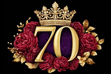 70th birthday celebration with golden numbers and floral decorations highlighting elegance and joy