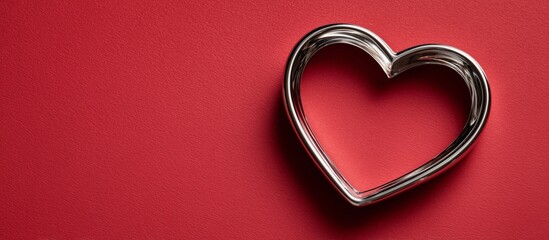 Heart-shaped Cookie Cutter on a Red Background Showcases Love and Baking Creativity
