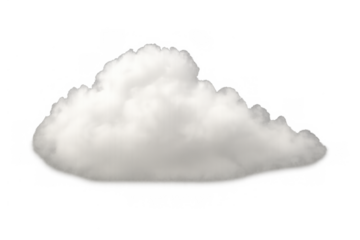White fluffy cloud on transparent background, realistic cumulus sky element, weather and nature concept