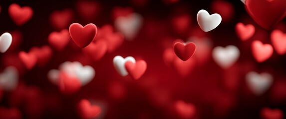 Small Hearts Floating in Red Background Create a Romantic and Festive Atmosphere for Celebration