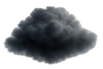 Dark storm cloud forming, bringing lightning and atmospheric weather changes, isolated on transparent background