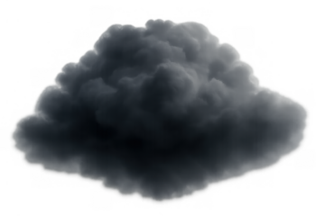 Dark storm cloud forming, bringing lightning and atmospheric weather changes, isolated on transparent background