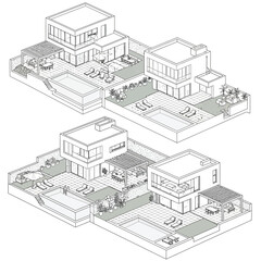 Modern House Architectural Design Isometric Views architecture