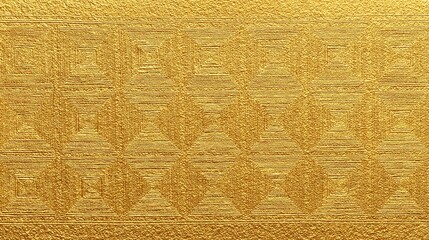 Textured brilliant gold surface features a repeating geometric embossed pattern