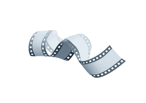 Twisted film reel in grayscale