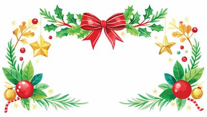 Festive Christmas border adorned with holly and wrapped gifts, perfect for holiday-themed designs..eps