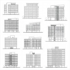 Architectural Elevations of Modern Residential Buildings