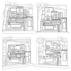 Architectural plans of luxury houses with swimming pools