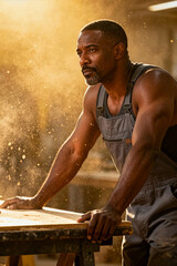 Skilled automotive service technician focused on precision work in a well-lit workshop setting during golden hour