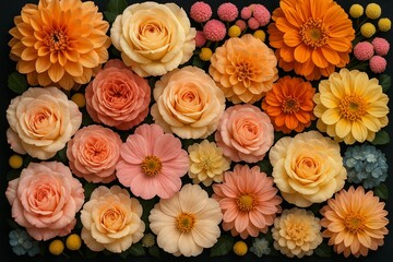 Vibrant mixed floral tapestry with soft detailed petals (JPEG 300DPI 10800x7200)