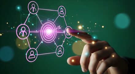 Target Audience Network Strategy Pink Hand Pointing Digital