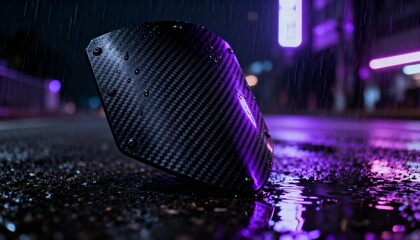 Cyber security concept. 3D glowing digital shield with padlock icon representing data protection on futuristic blurred technology background. Internet safety and network defense concept.