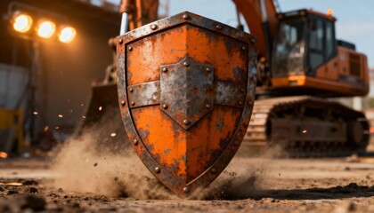 Cyber security concept. 3D glowing digital shield with padlock icon representing data protection on futuristic blurred technology background. Internet safety and network defense concept.