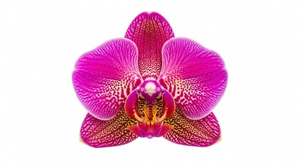 Close up of vibrant pink orchid flower isolated on white background