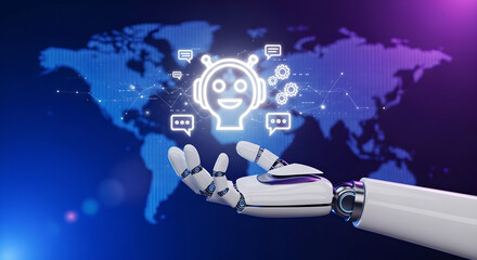Chatbot Robot AI Global Communication 3D Render Digital Blue