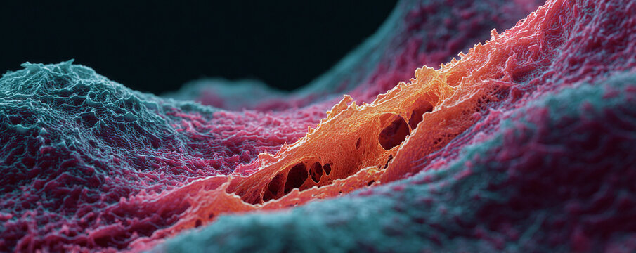 Abstract, textured background with vibrant color gradients. Great for science, technology, healthcare or any project needing a futuristic or microscopic look.