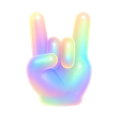 PNG Colorful holographic hand gesture