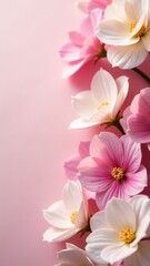 Naklejka premium Pink and white flowers on a soft pink background