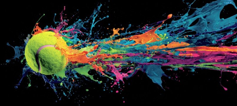 Vibrant Abstract Splash Art Capturing Tennis Momentum and Energy
