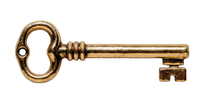 Antique brass key, close-up