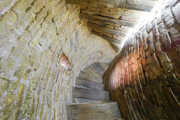 Spiral staircase inside the Islam Khoja Minaret, Khiva Old City, Uzbekistan, Central Asia