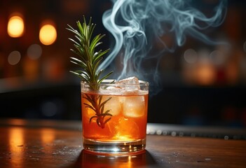 Captivating Craft Cocktail Infused with Smoked Rosemary Distinctive Flavor Profile